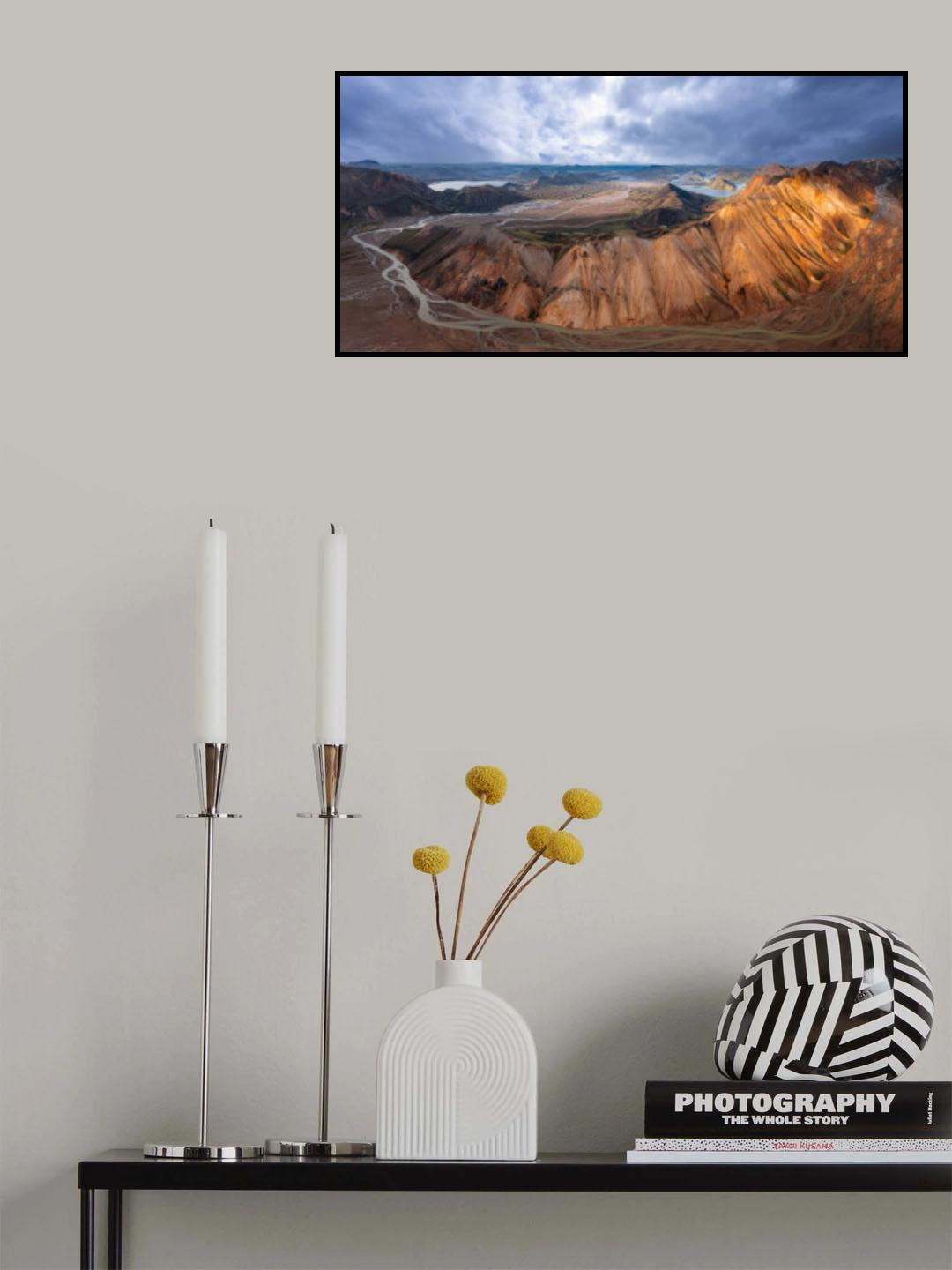 Rivers Carving Through Landmannalaugar Poster och Canvastavla
