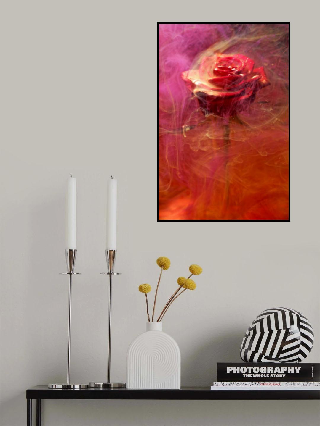 red rose and ink in water Poster och Canvastavla