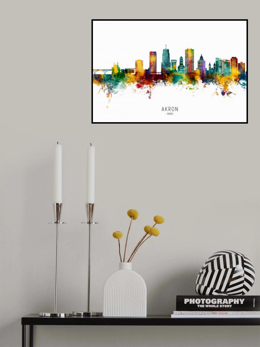 Akron Ohio Skyline Poster och Canvastavla