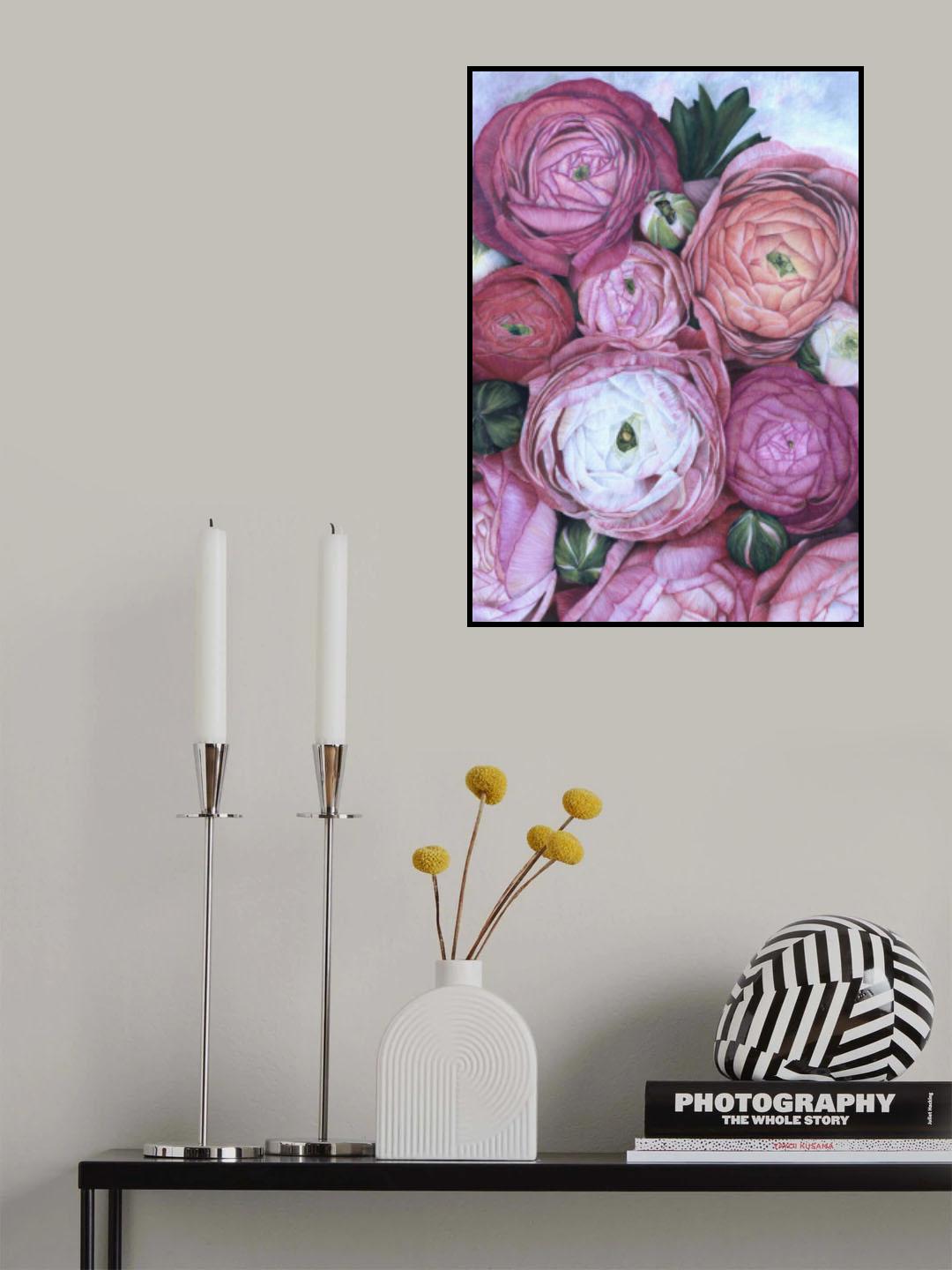 Arleth ranunculus bouquet in cold pink Poster och Canvastavla