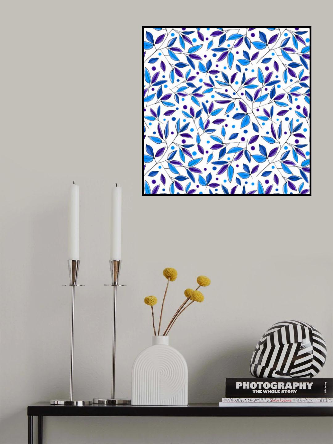 Floral Branches Navy Indigo Poster och Canvastavla