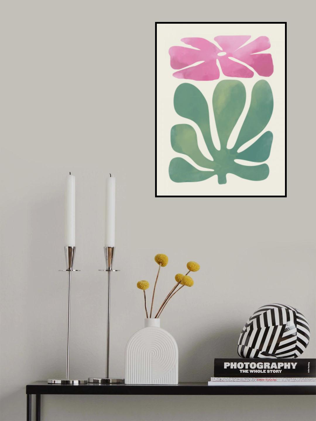 Watercolor Pink Floral Poster och Canvastavla