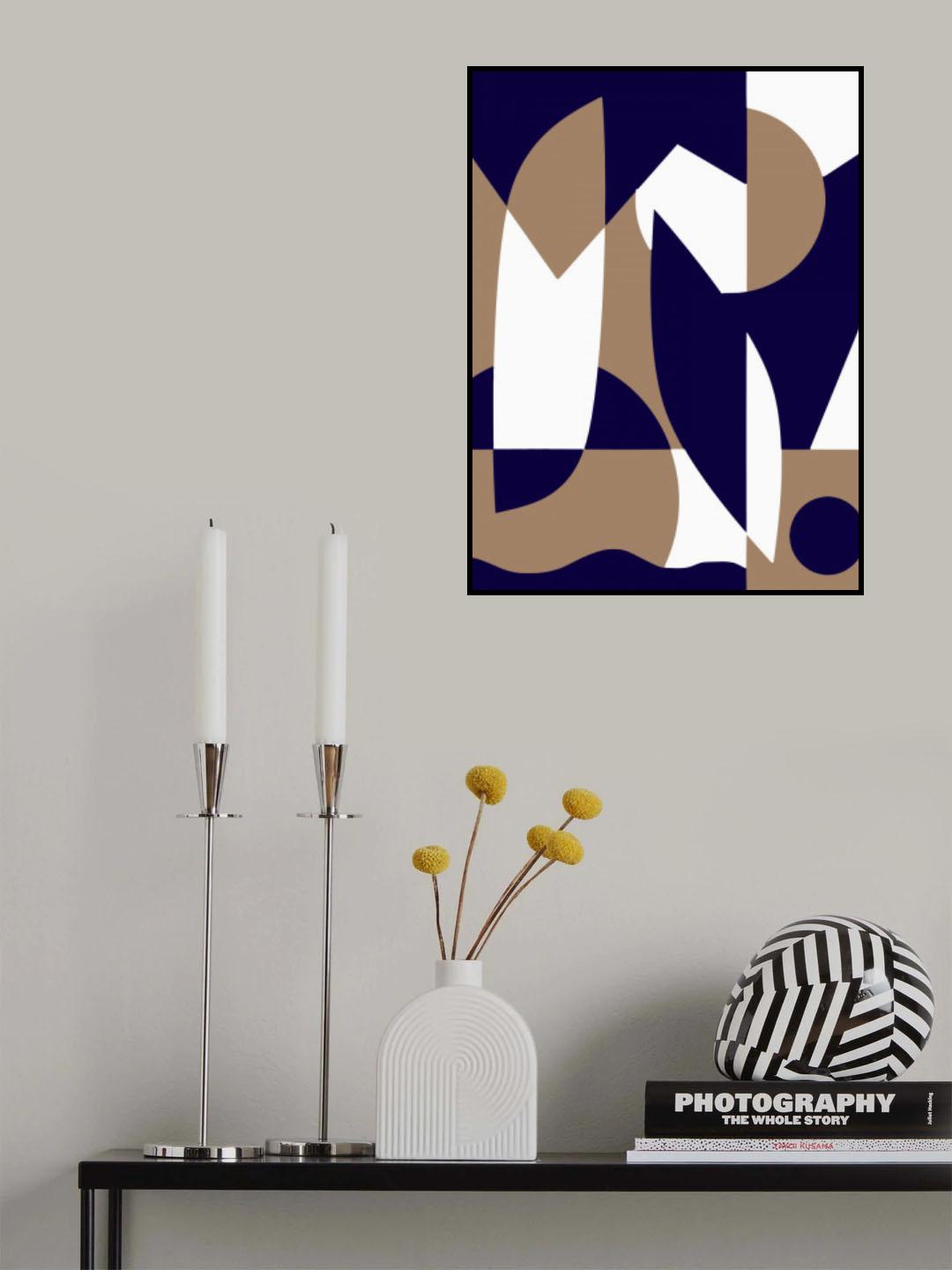 Geometrical Grey and Blue Poster och Canvastavla