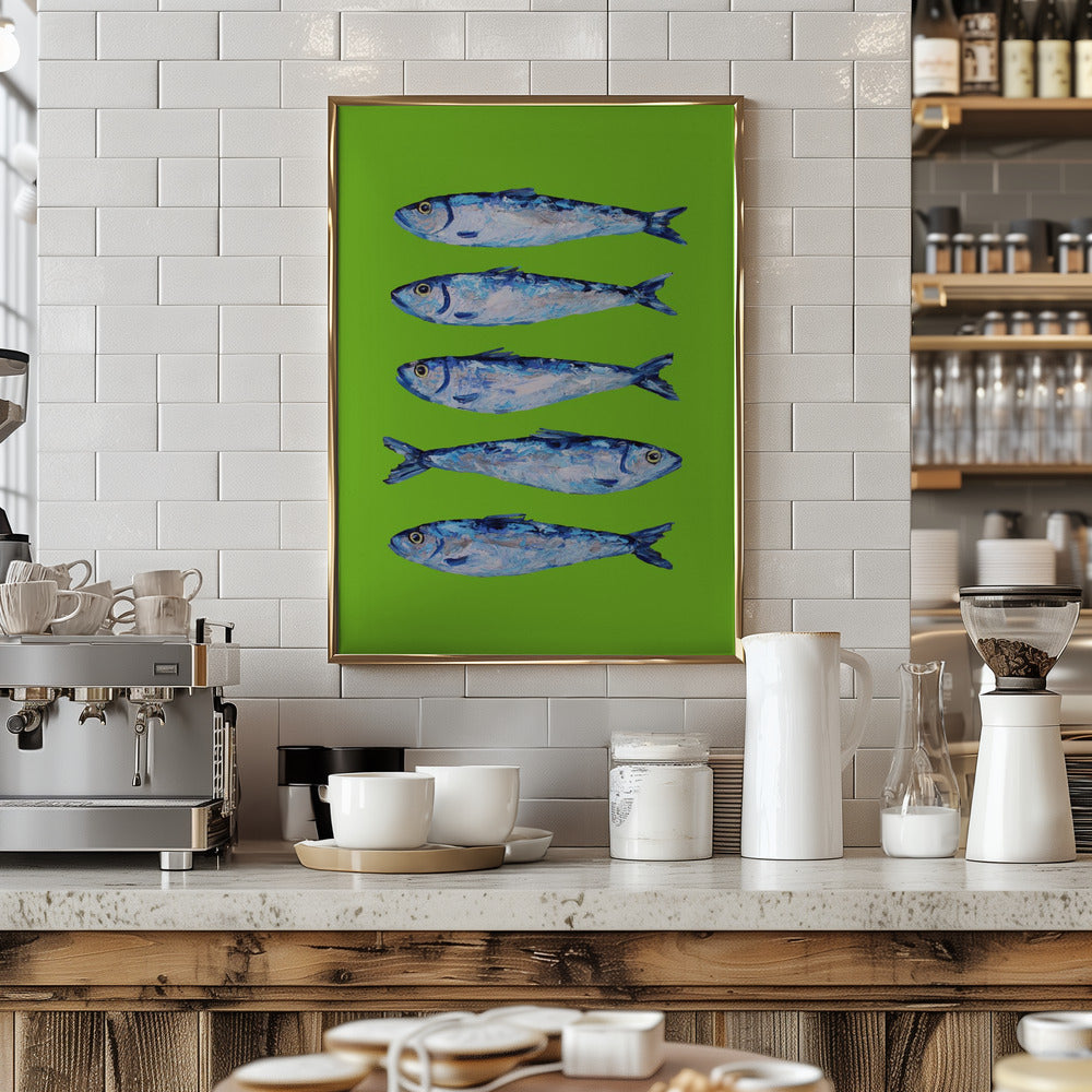 Sardines Lime Green Poster och Canvastavla