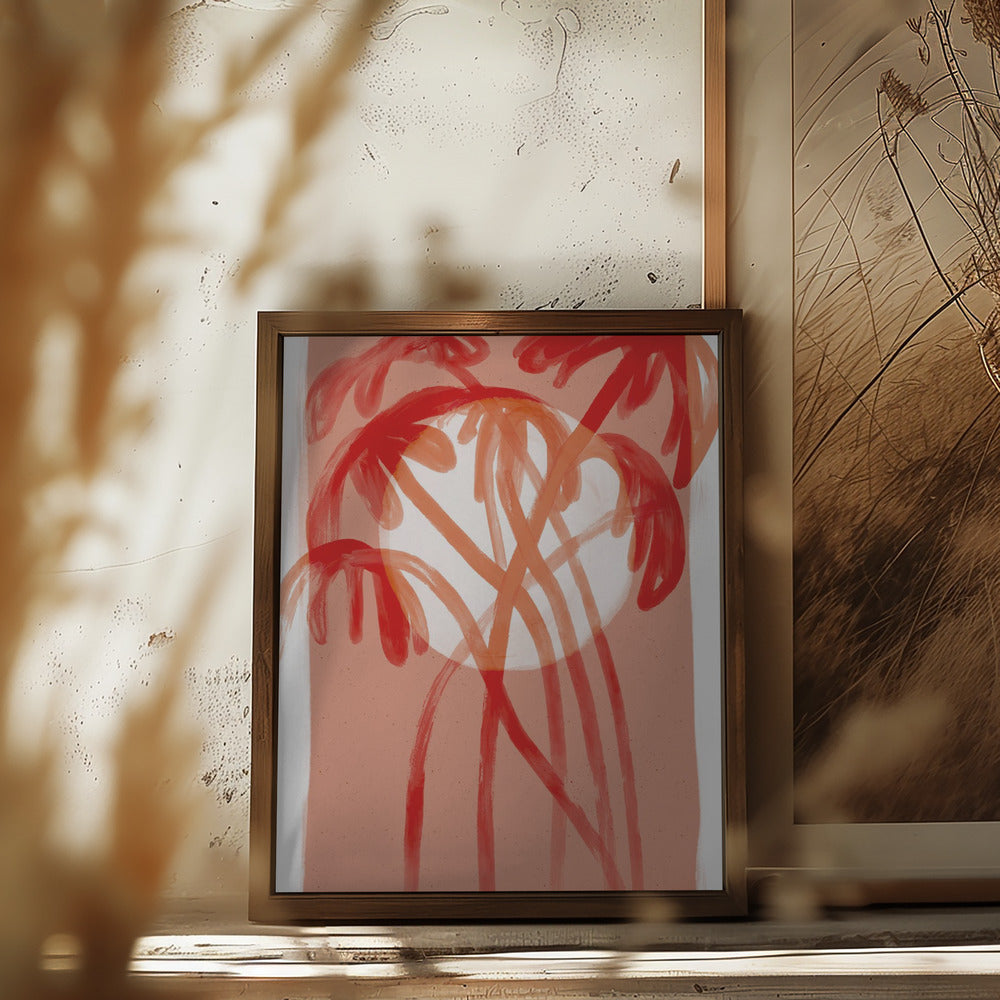 Palms At Sunset Poster och Canvastavla