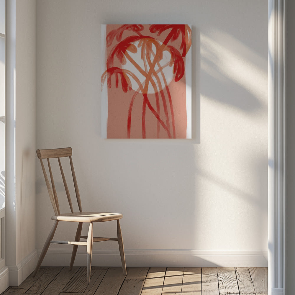 Palms At Sunset Poster och Canvastavla