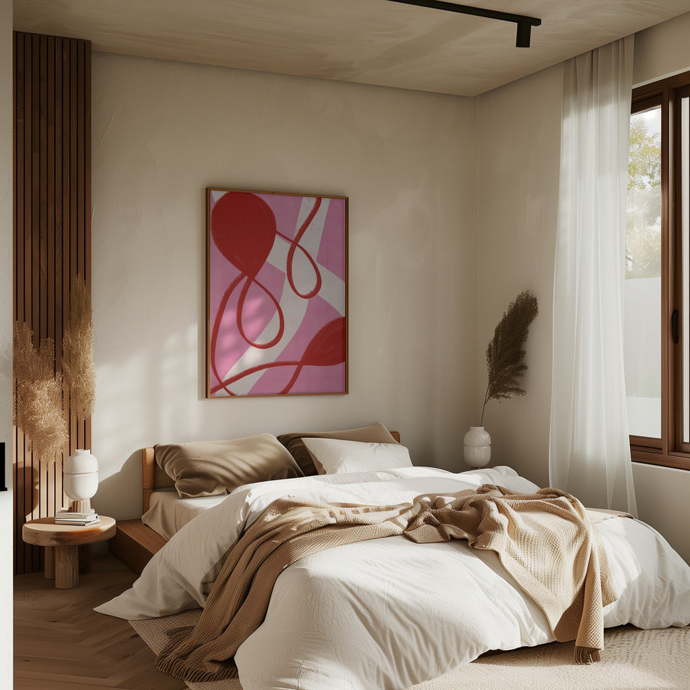 Red and Pink Abstract Poster och Canvastavla