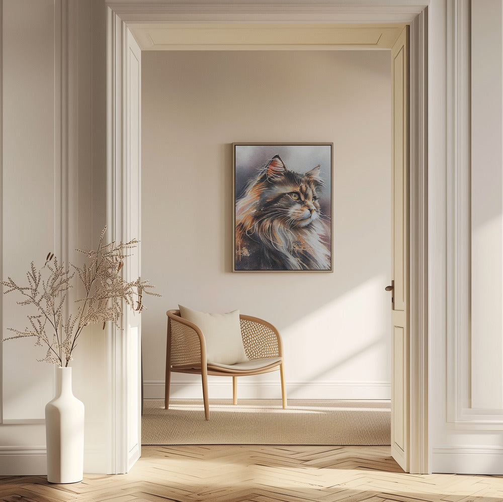 Cat watercolor painting animal Poster och Canvastavla