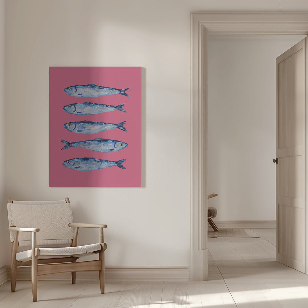 Sardines on Pink Poster och Canvastavla