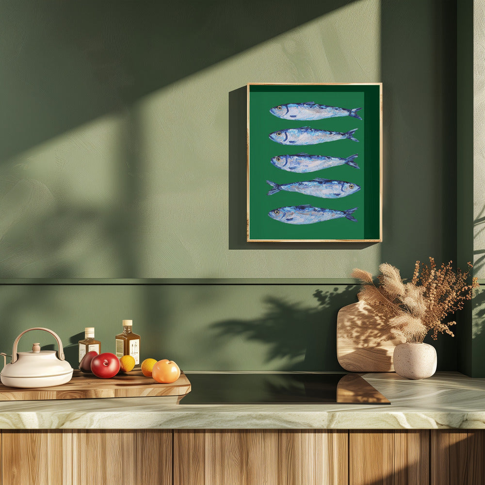 Sardines Forest Green Poster och Canvastavla
