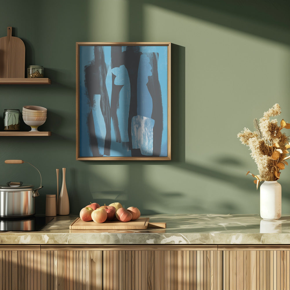Stii life Vases silhouette in blue Art Print Poster och Canvastavla