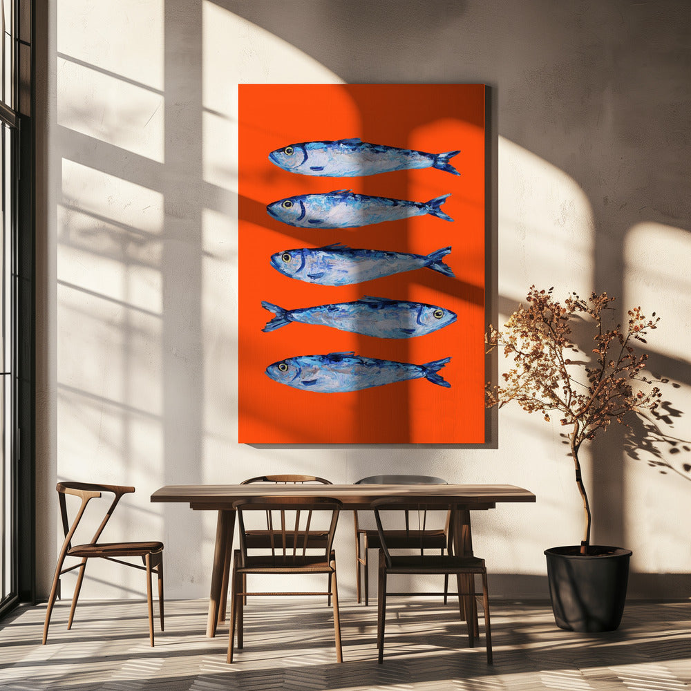 Sardines on Orange Poster och Canvastavla