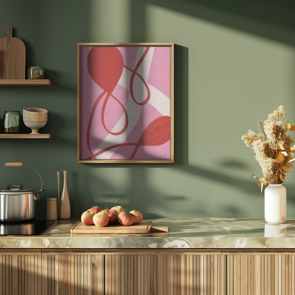 Red and Pink Abstract Poster och Canvastavla