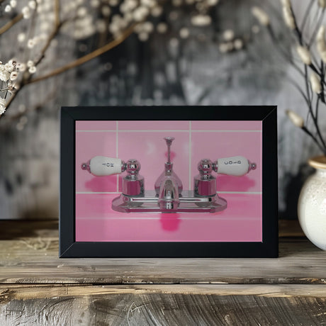Retro Pink Sink Faucet Poster och Canvastavla