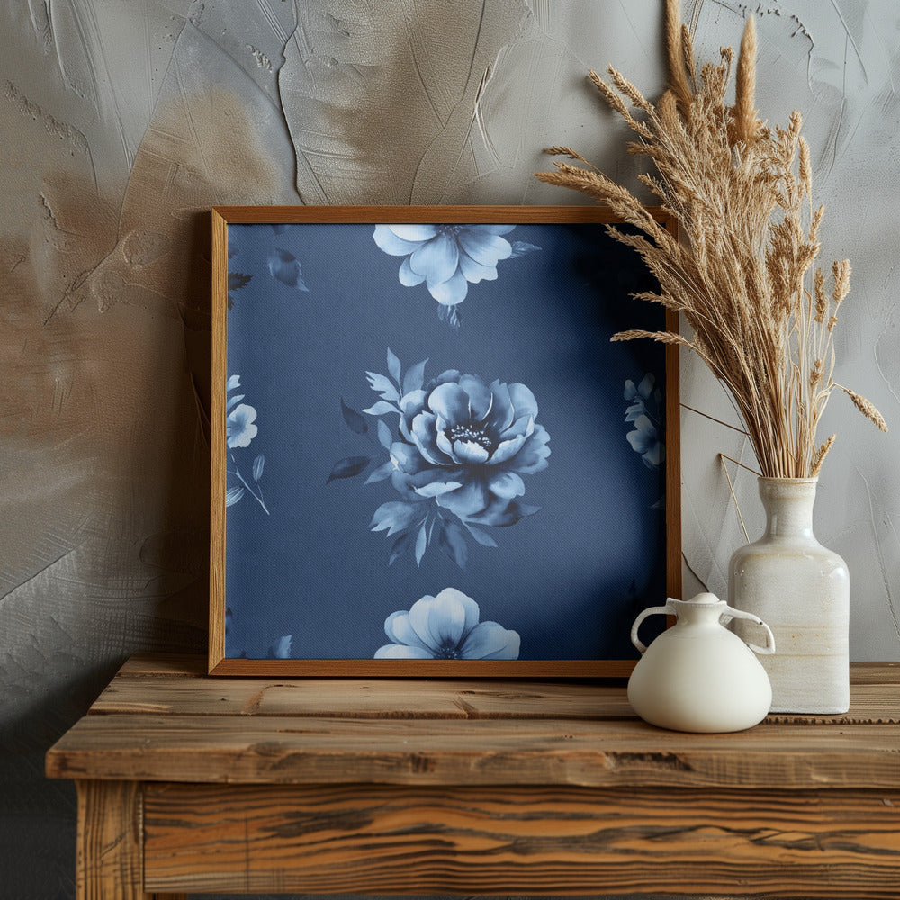 Denim Floral 2 1 Poster och Canvastavla
