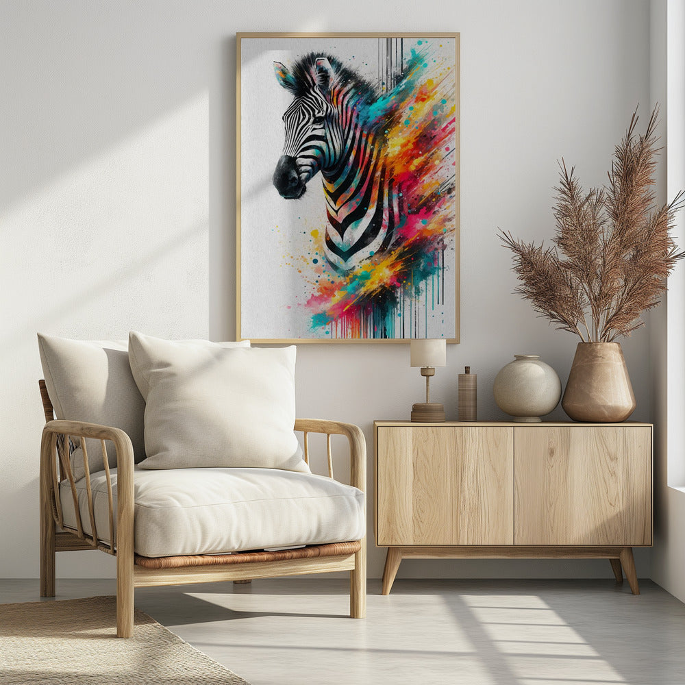 Colorful Zebra Poster och Canvastavla