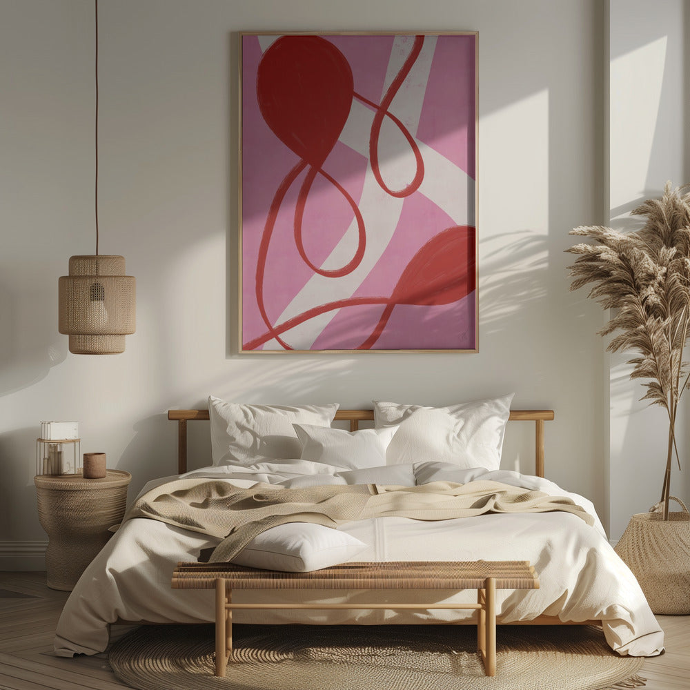 Red and Pink Abstract Poster och Canvastavla