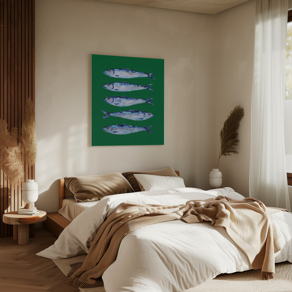 Sardines Forest Green Poster och Canvastavla