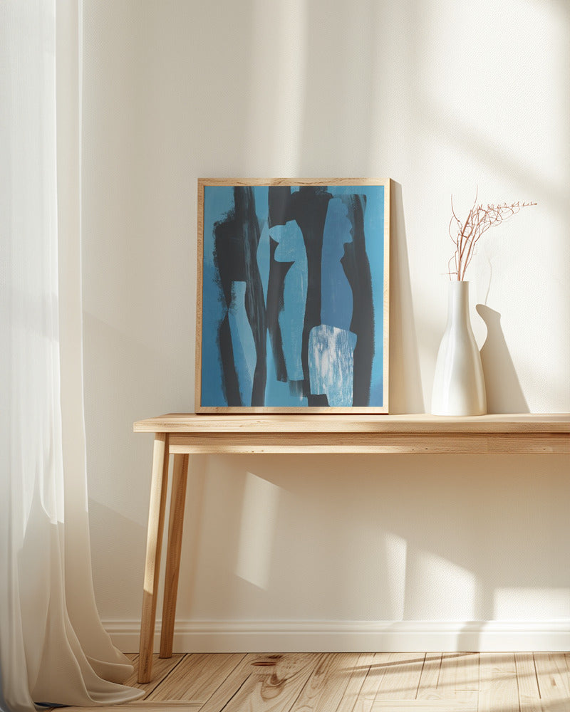Stii life Vases silhouette in blue Art Print Poster och Canvastavla