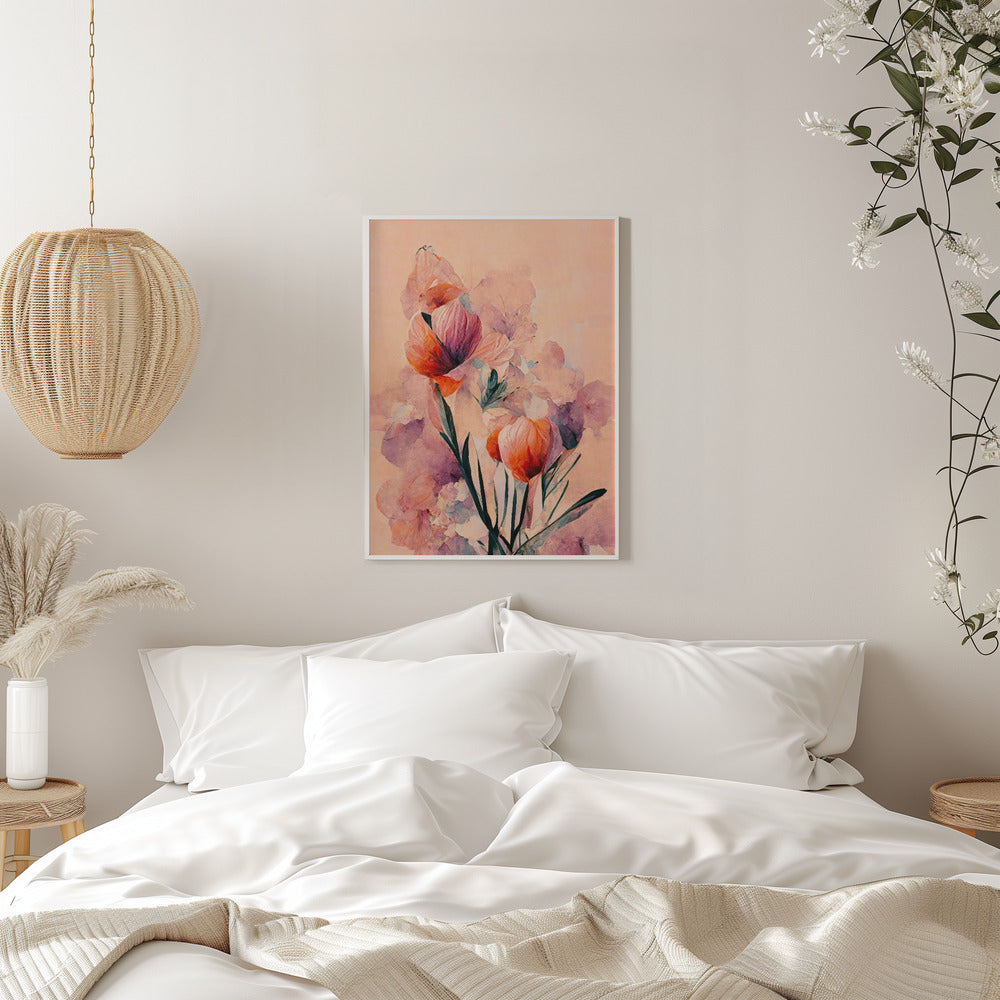 Abstract Coral Flowers (Peach) Poster och Canvastavla
