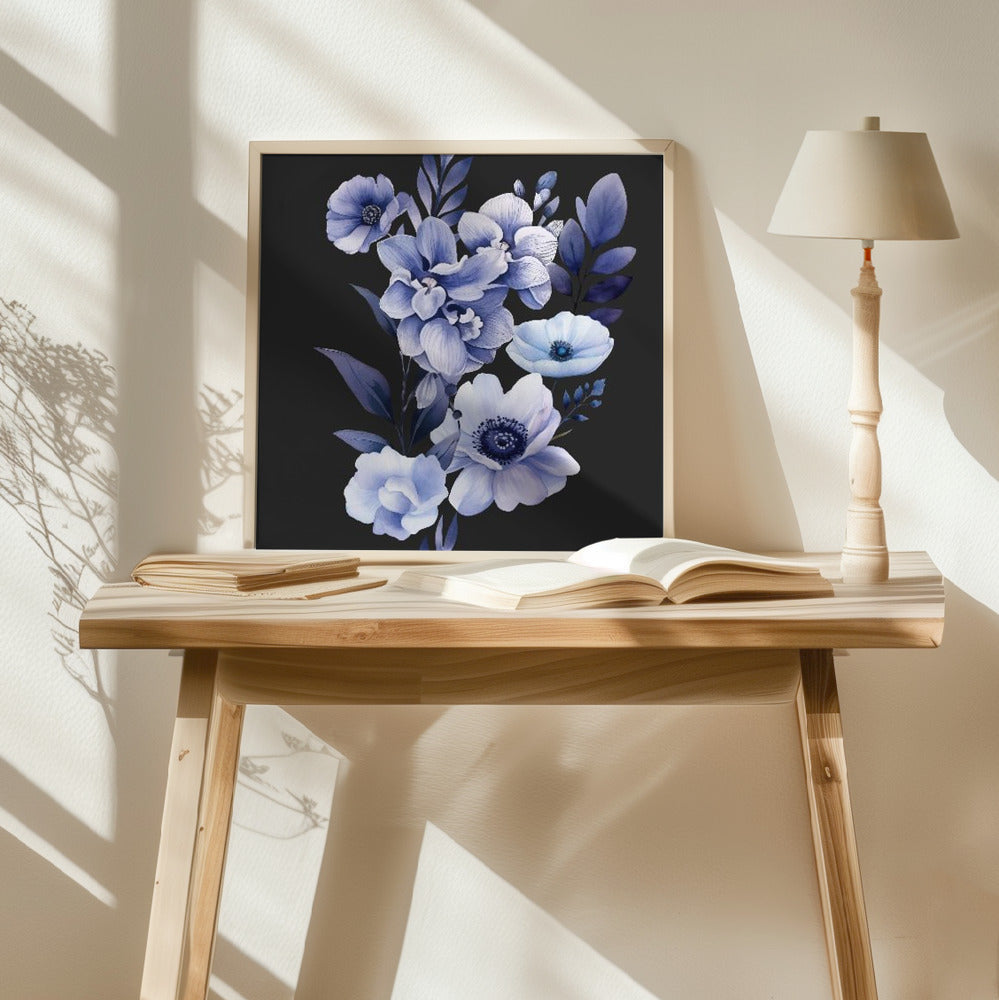 Denim Floral Transparent 4.png Poster och Canvastavla