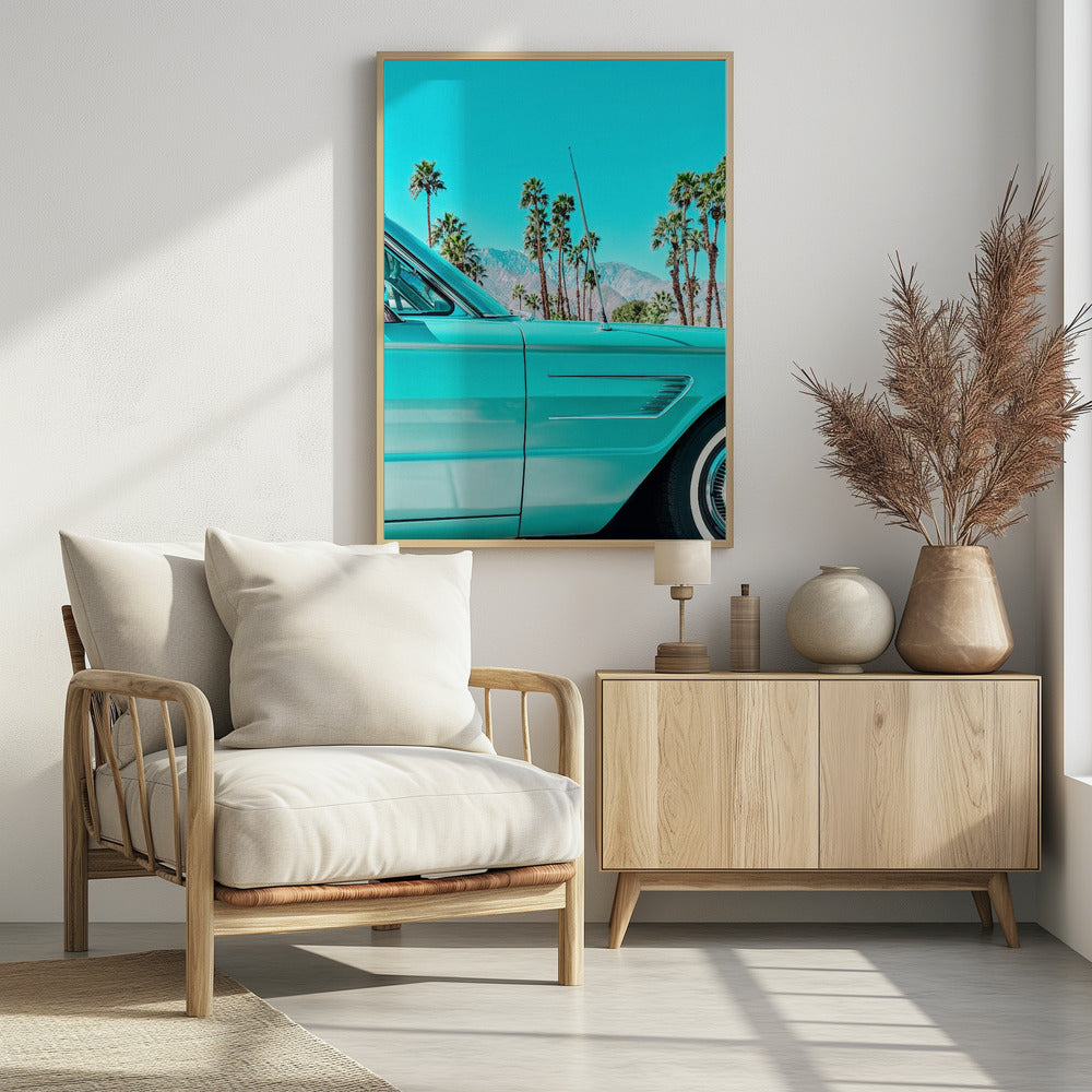 Teal Thunderbird in Palm Springs Poster och Canvastavla