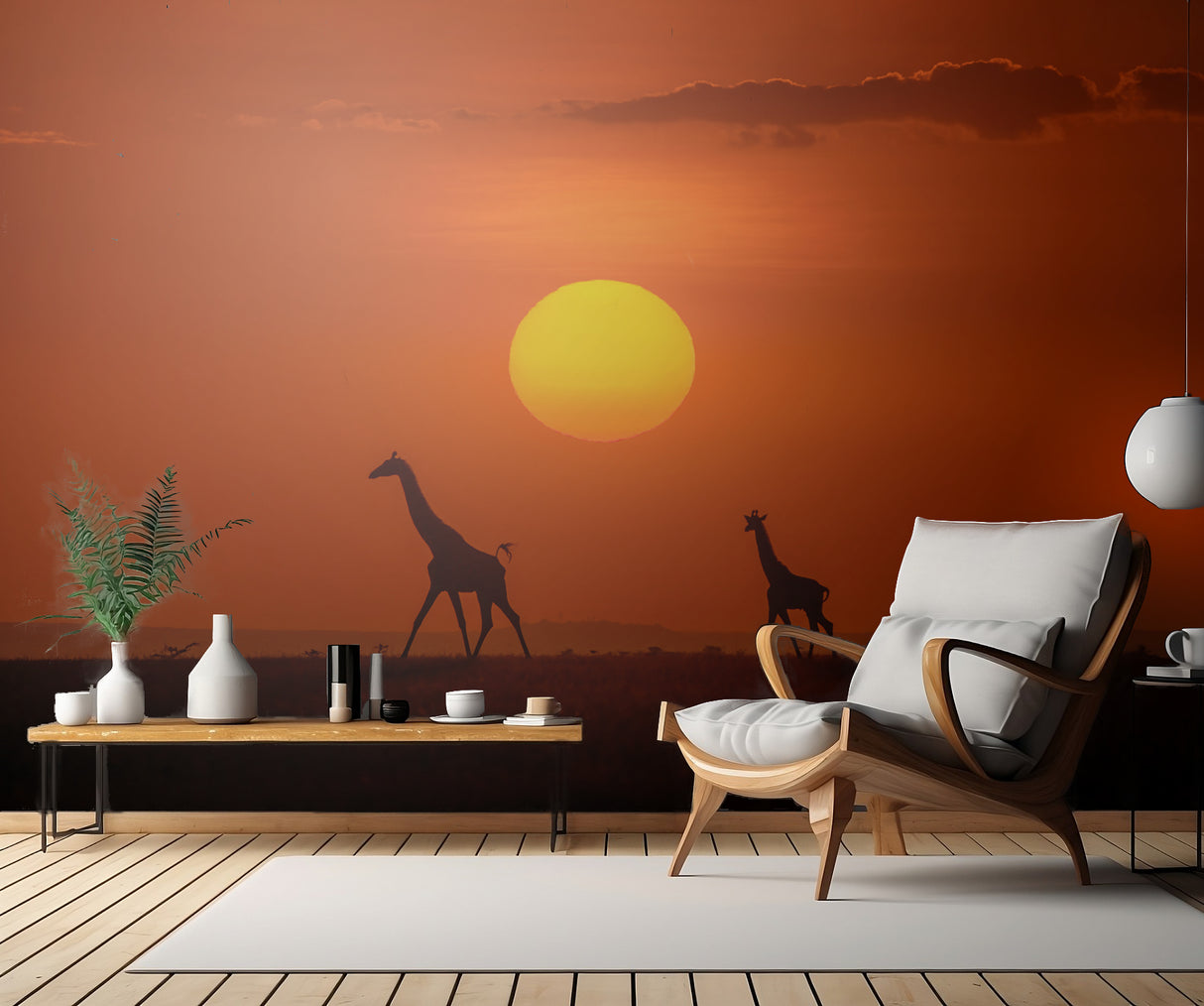 Giraffes in the sunset Poster och Canvastavla