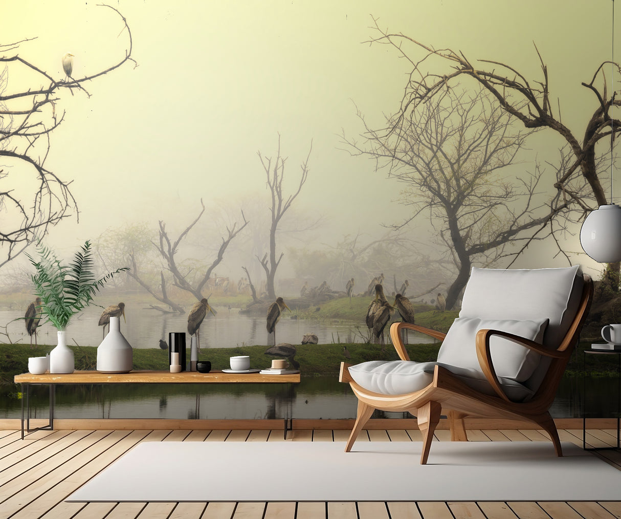 Painted storks at rest Poster och Canvastavla
