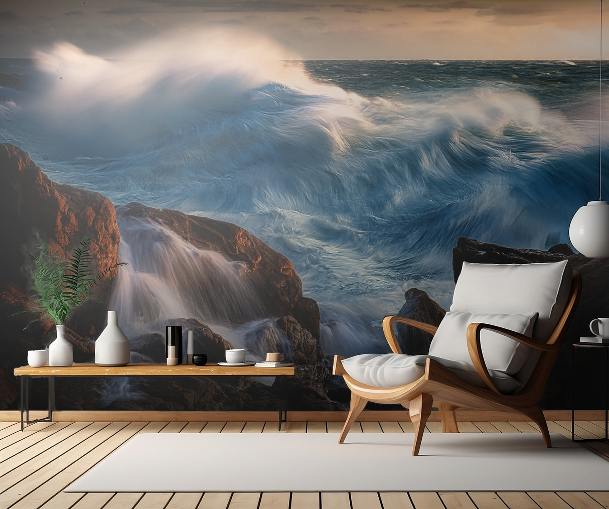 BLUE WAVE AT SUNSET Poster och Canvastavla