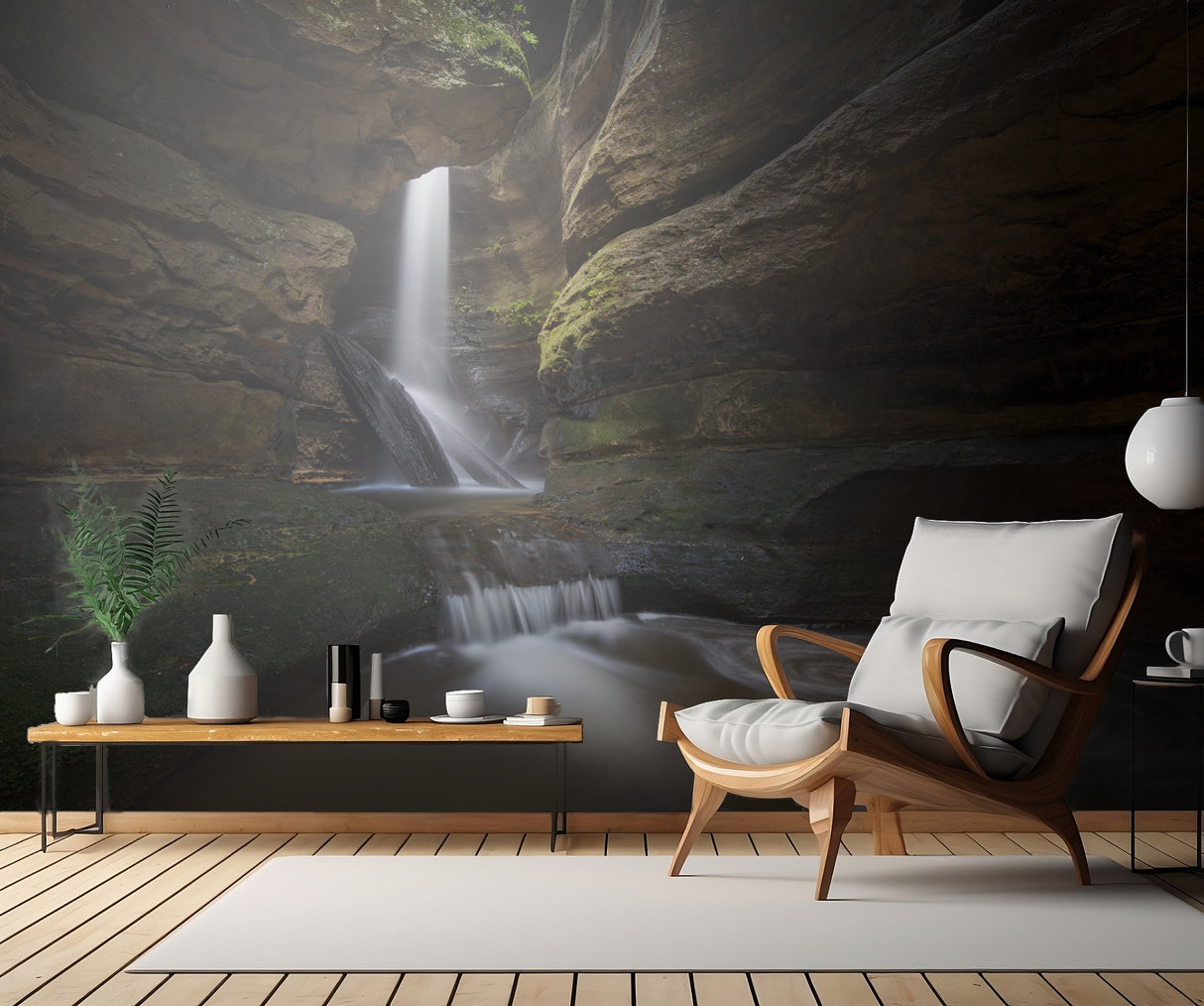 Waterfalls hidden in a canyon Poster och Canvastavla