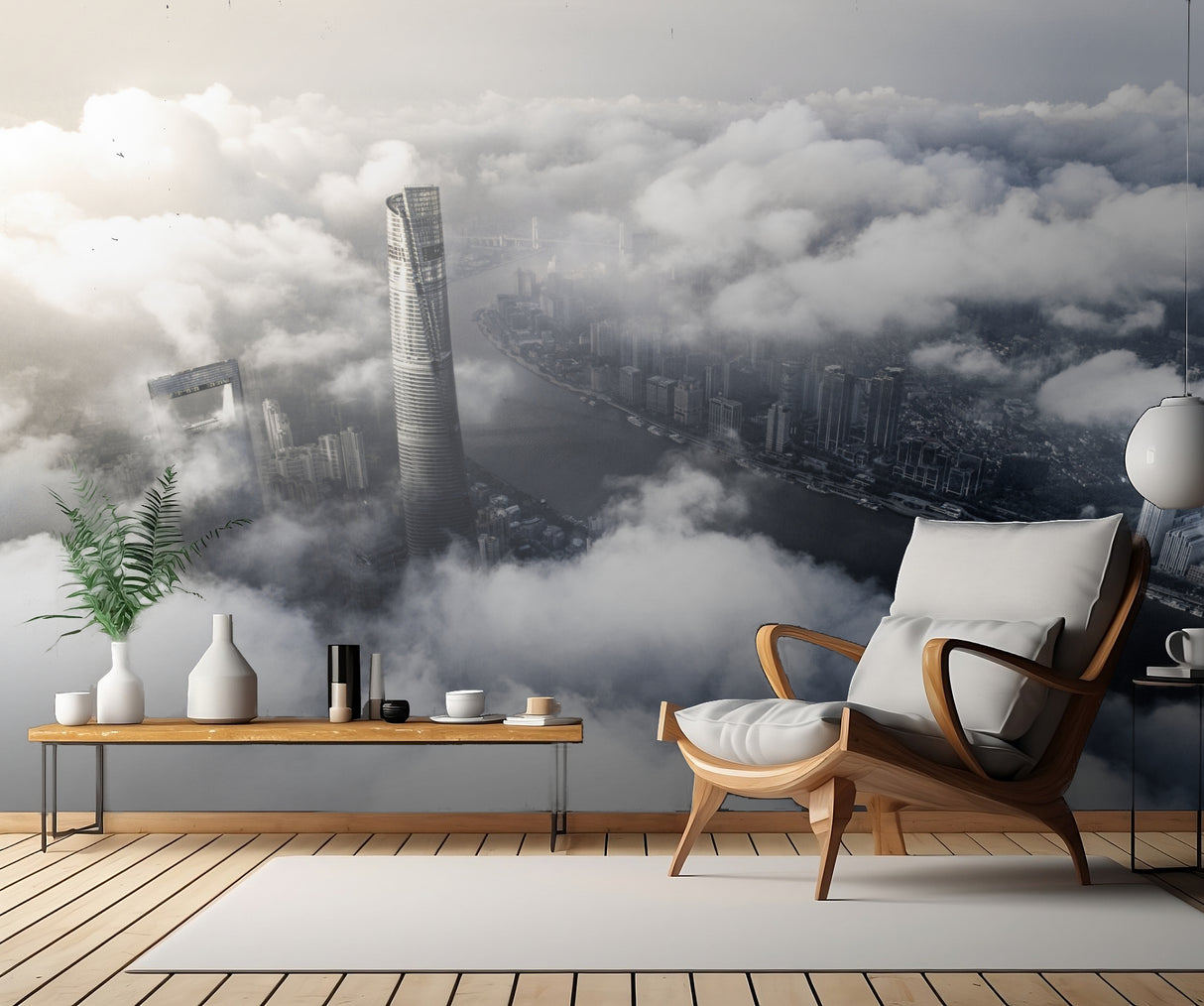 Shanghai in the Clouds Poster och Canvastavla