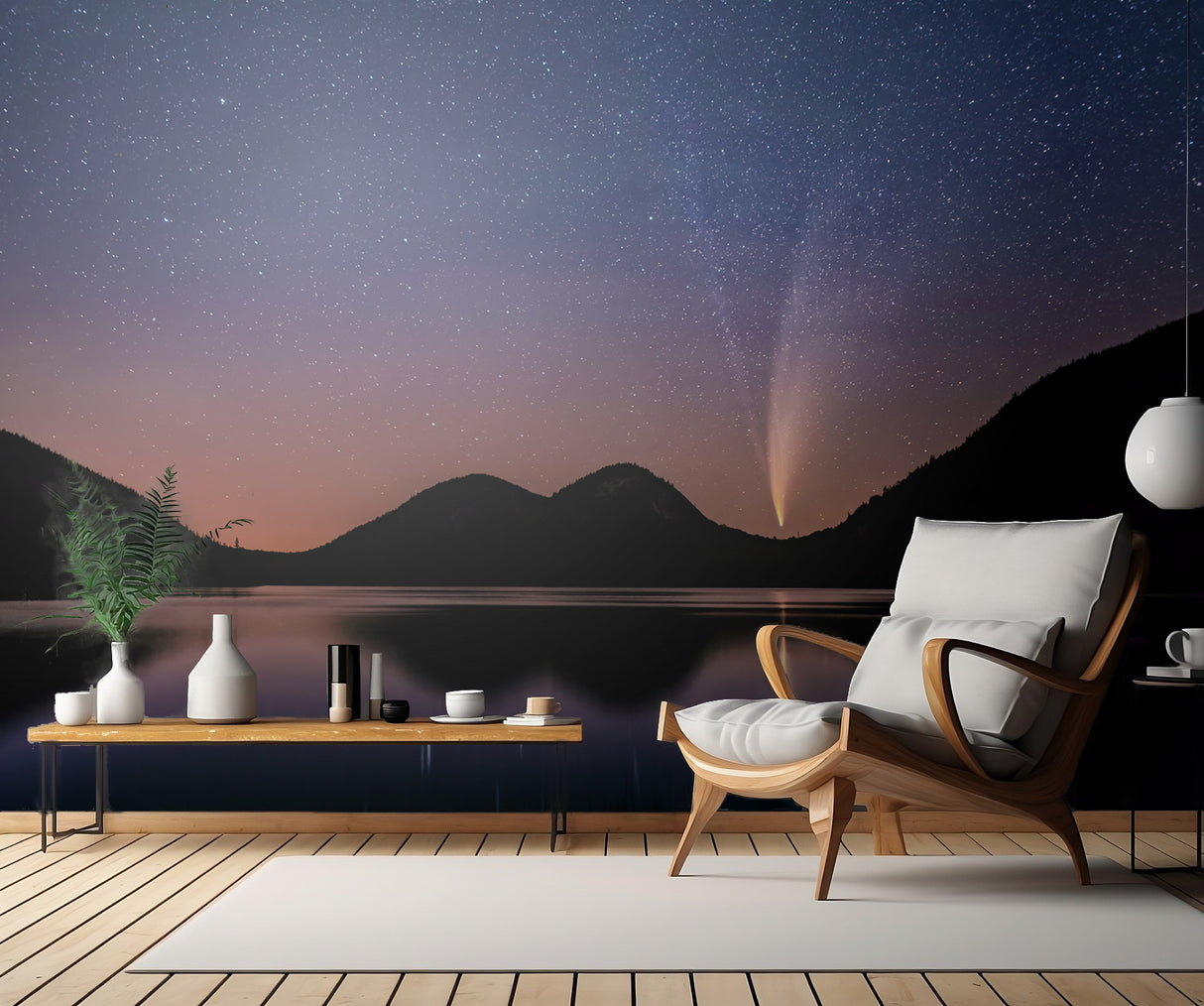 Comet NEOWISE over Jordan Pond Poster och Canvastavla