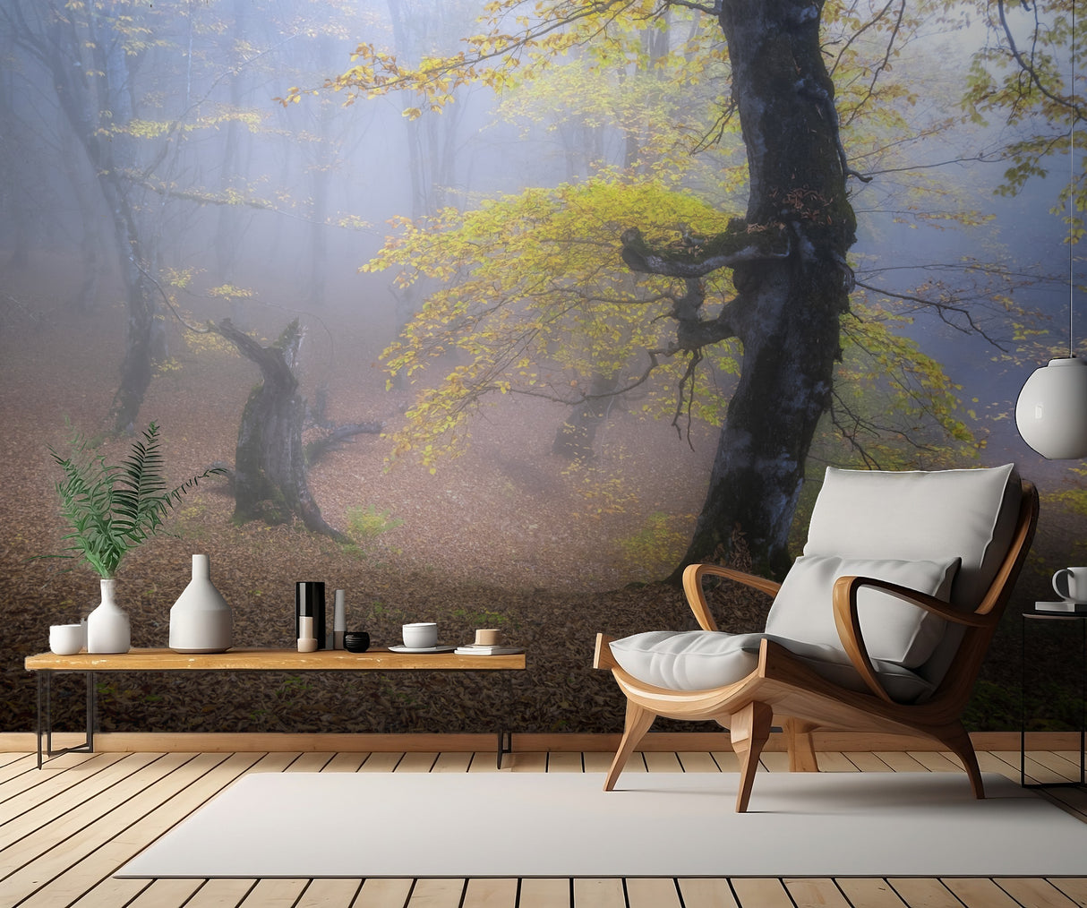 Fog in Mazichal forest Poster och Canvastavla
