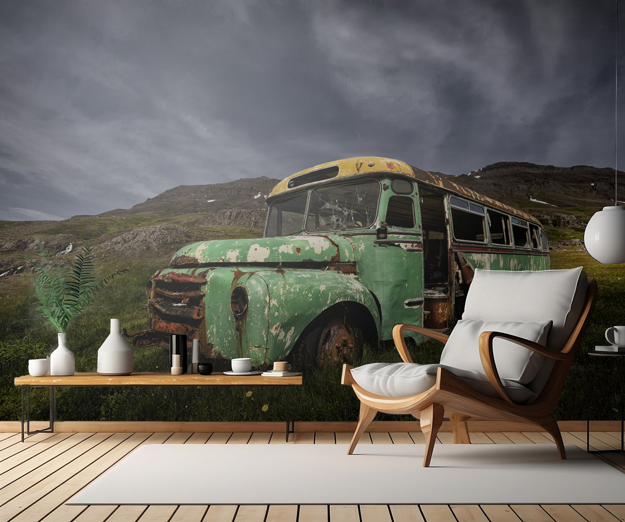 Green Bus Poster och Canvastavla