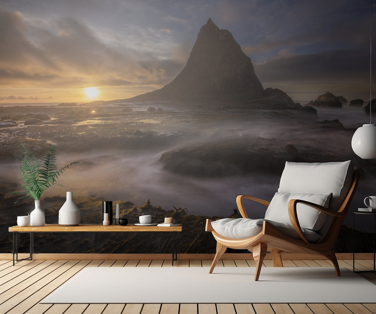 Sunset at Martin's Beach after a winter storm Poster och Canvastavla