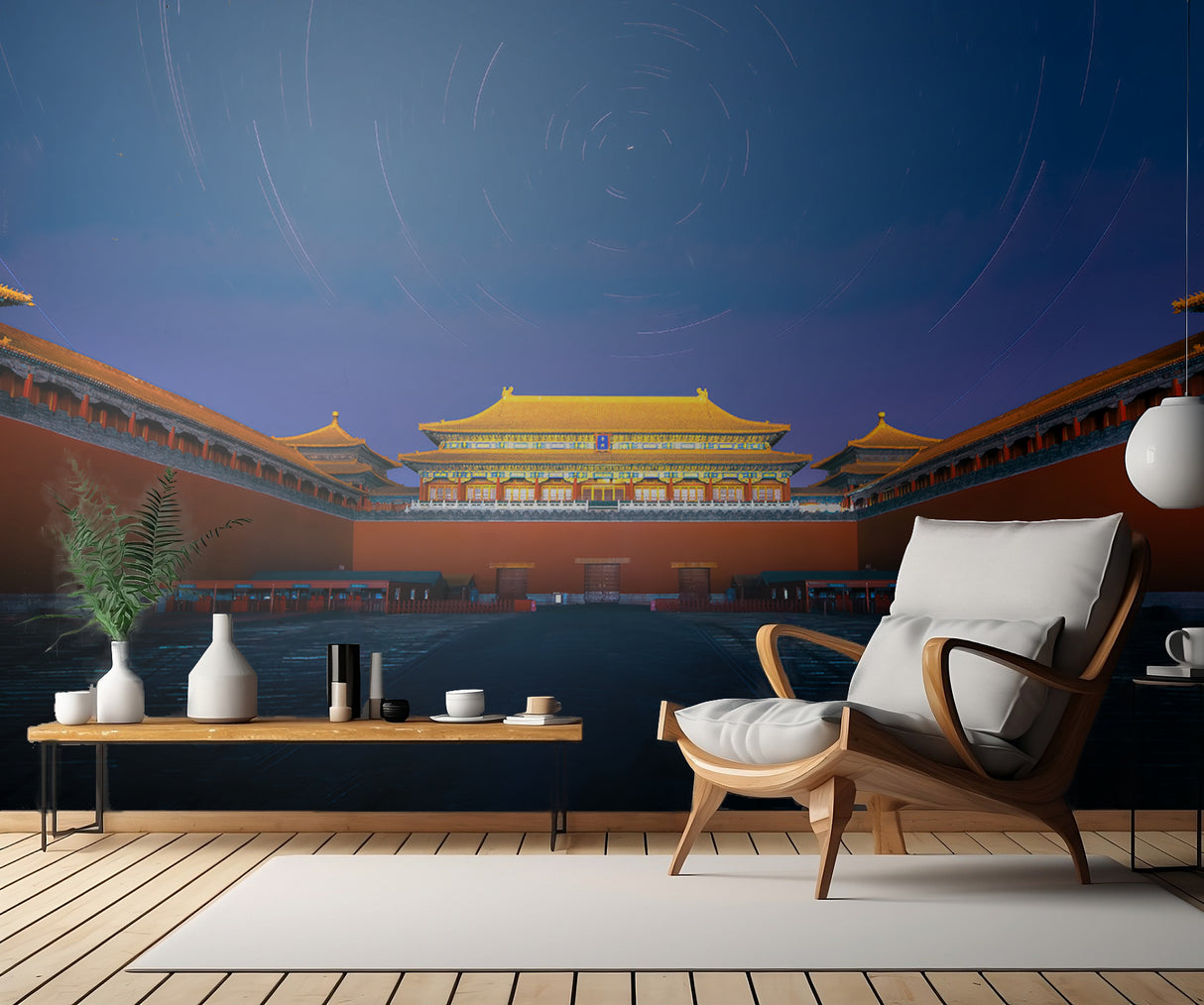 Night view of the Meridian Gate of Forbidden City Poster och Canvastavla