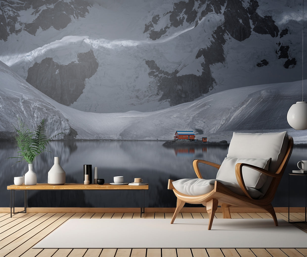 A Red House by Antarctica Glacier Poster och Canvastavla