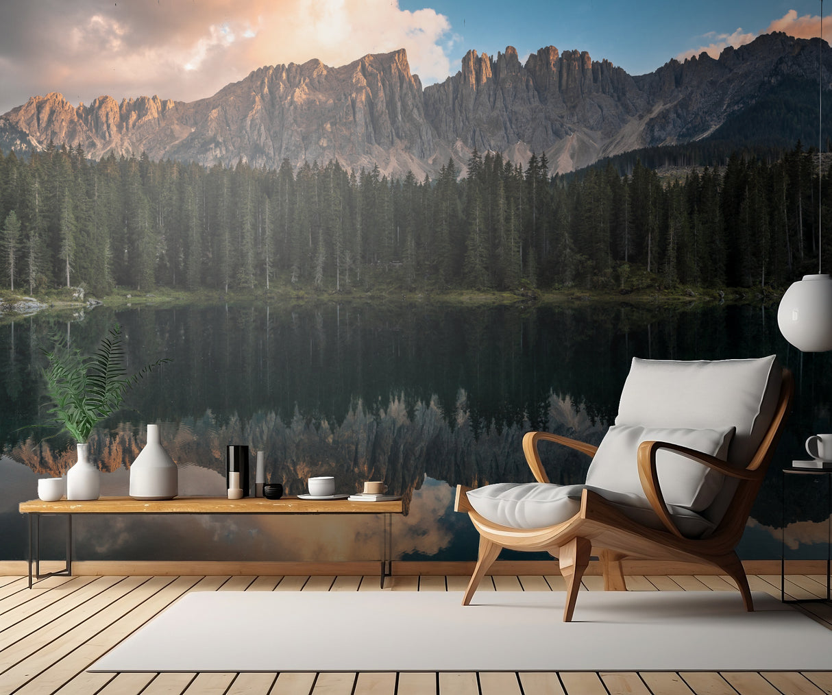 Sunset at Lake Carezza Poster och Canvastavla