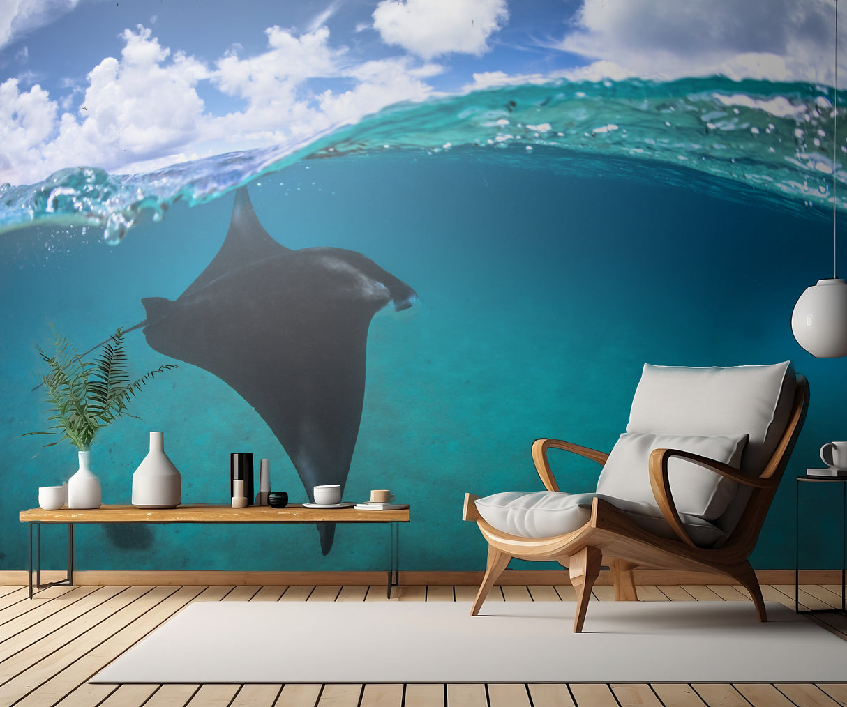 A reef manta ray in Mayotte Poster och Canvastavla