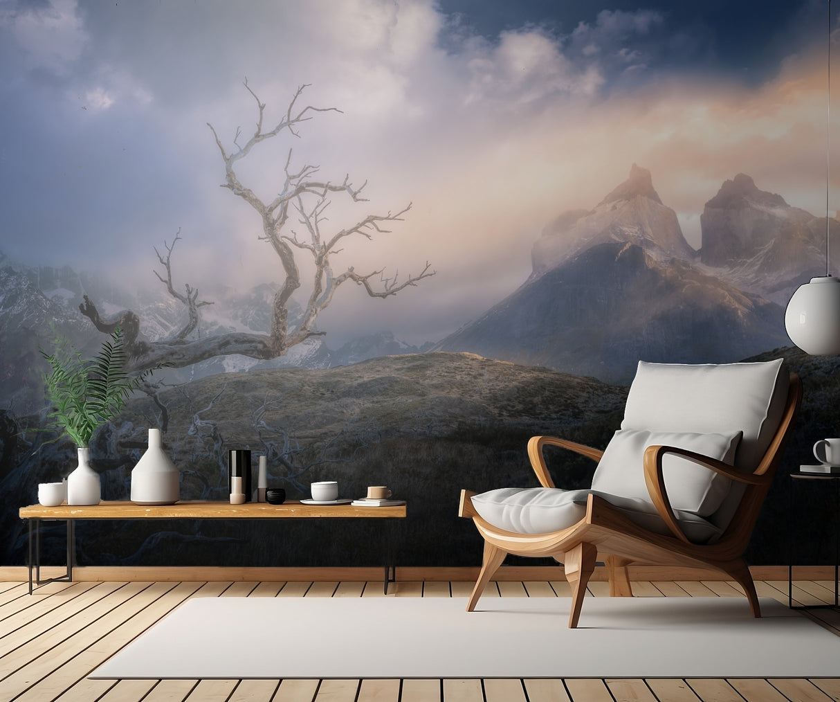 Dried trees Vs Mountains Poster och Canvastavla