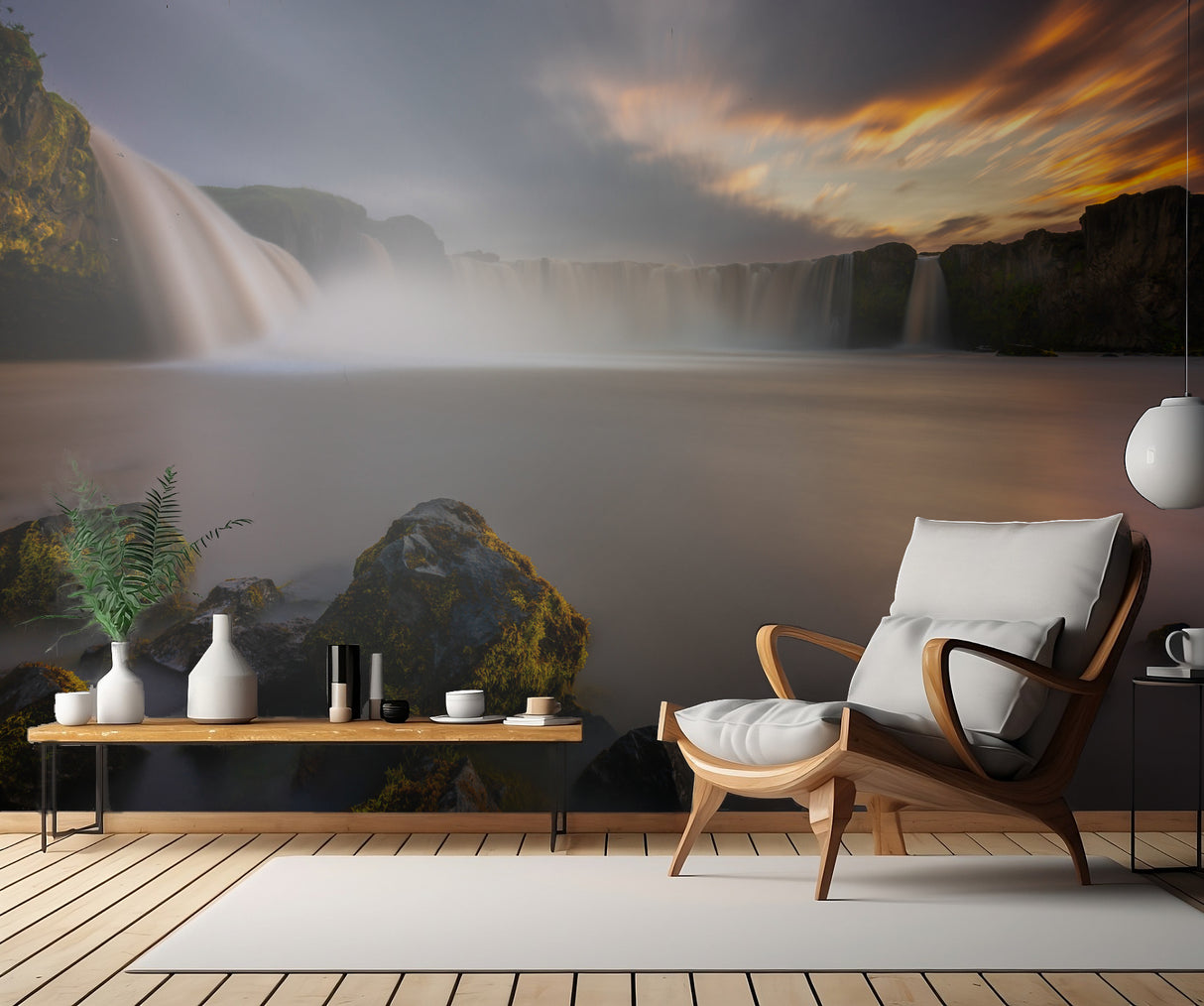 Godafoss Sunset Poster och Canvastavla
