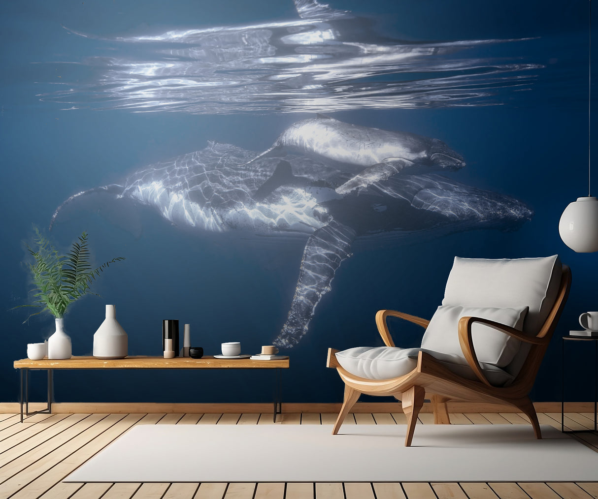 A humpback whale and its calf Poster och Canvastavla