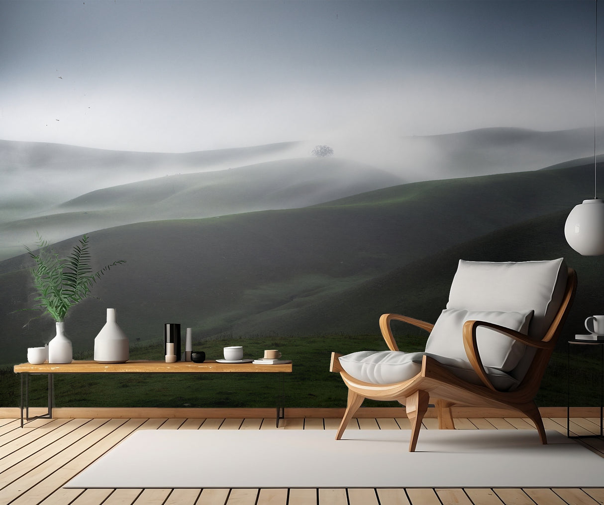 Rolling Hills and Fog Poster och Canvastavla