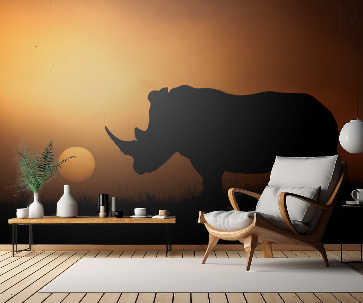Rhino Sunrise Poster och Canvastavla