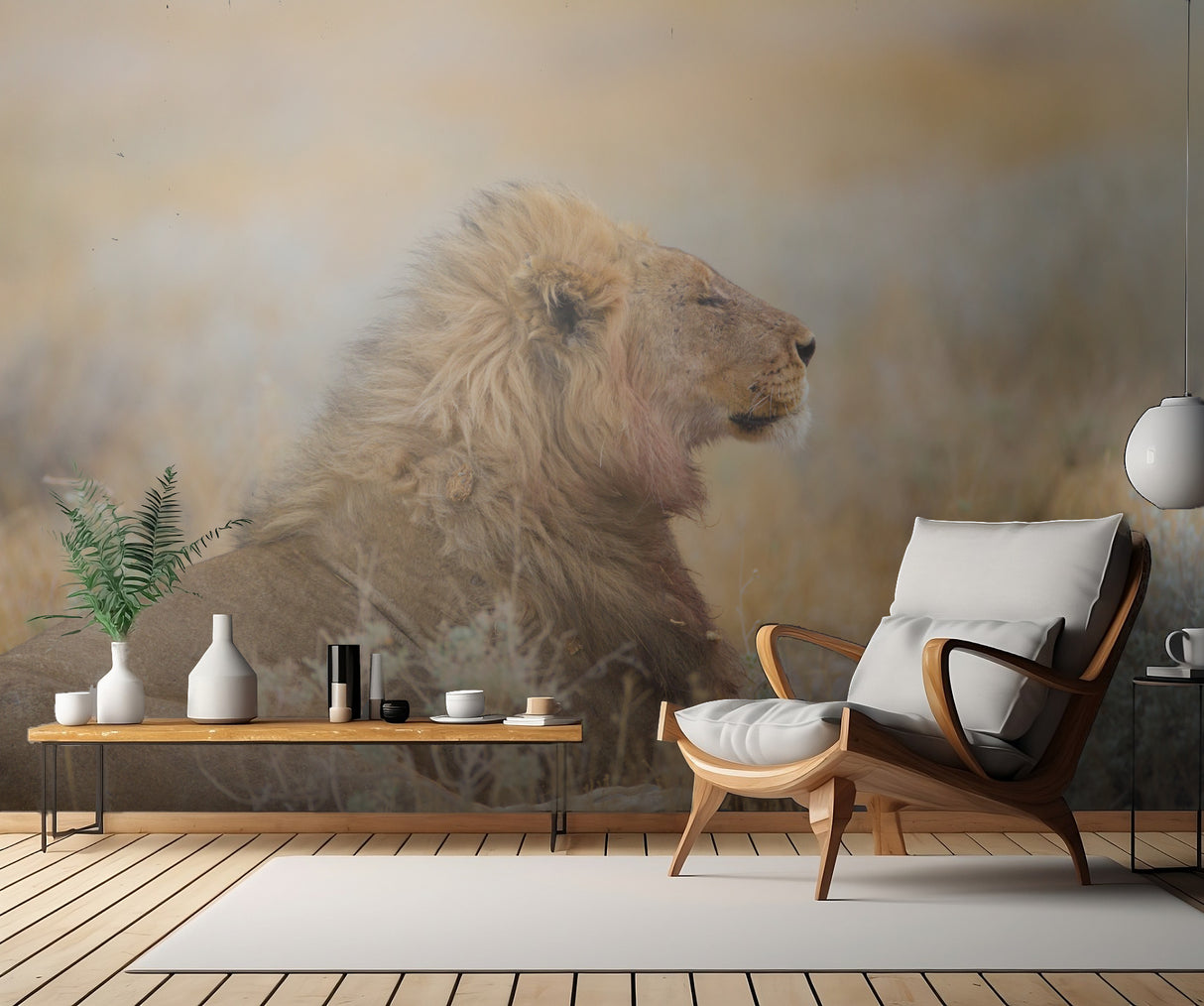 Male lion with cub Poster och Canvastavla