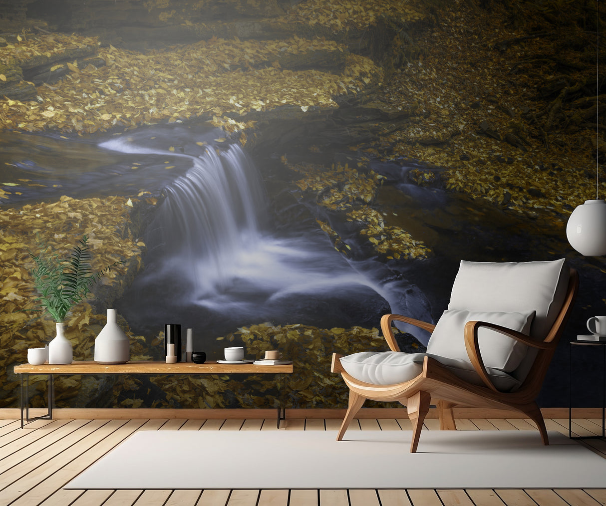 Autumn Waterfall Poster och Canvastavla