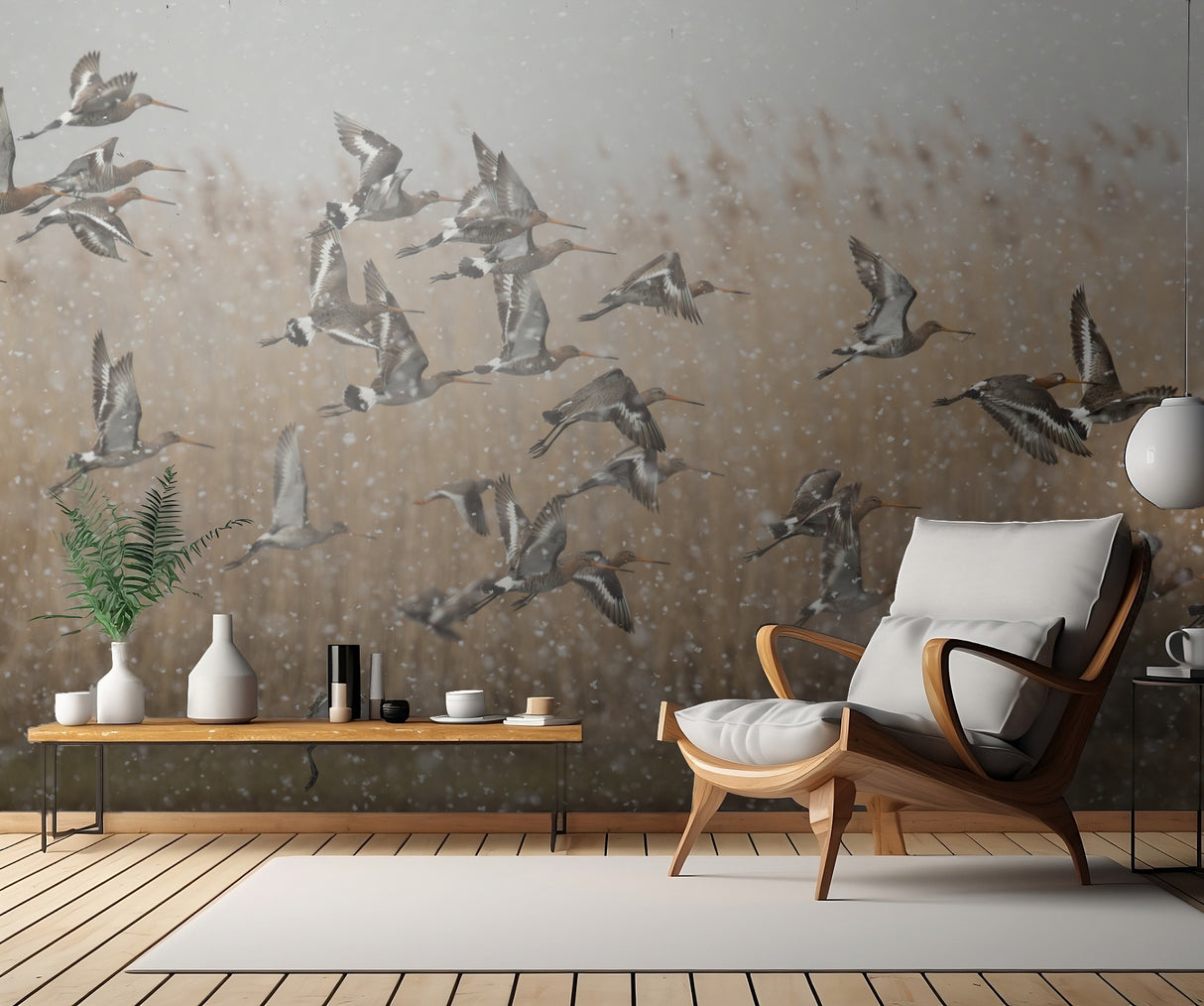 birds in a snowstorm Poster och Canvastavla