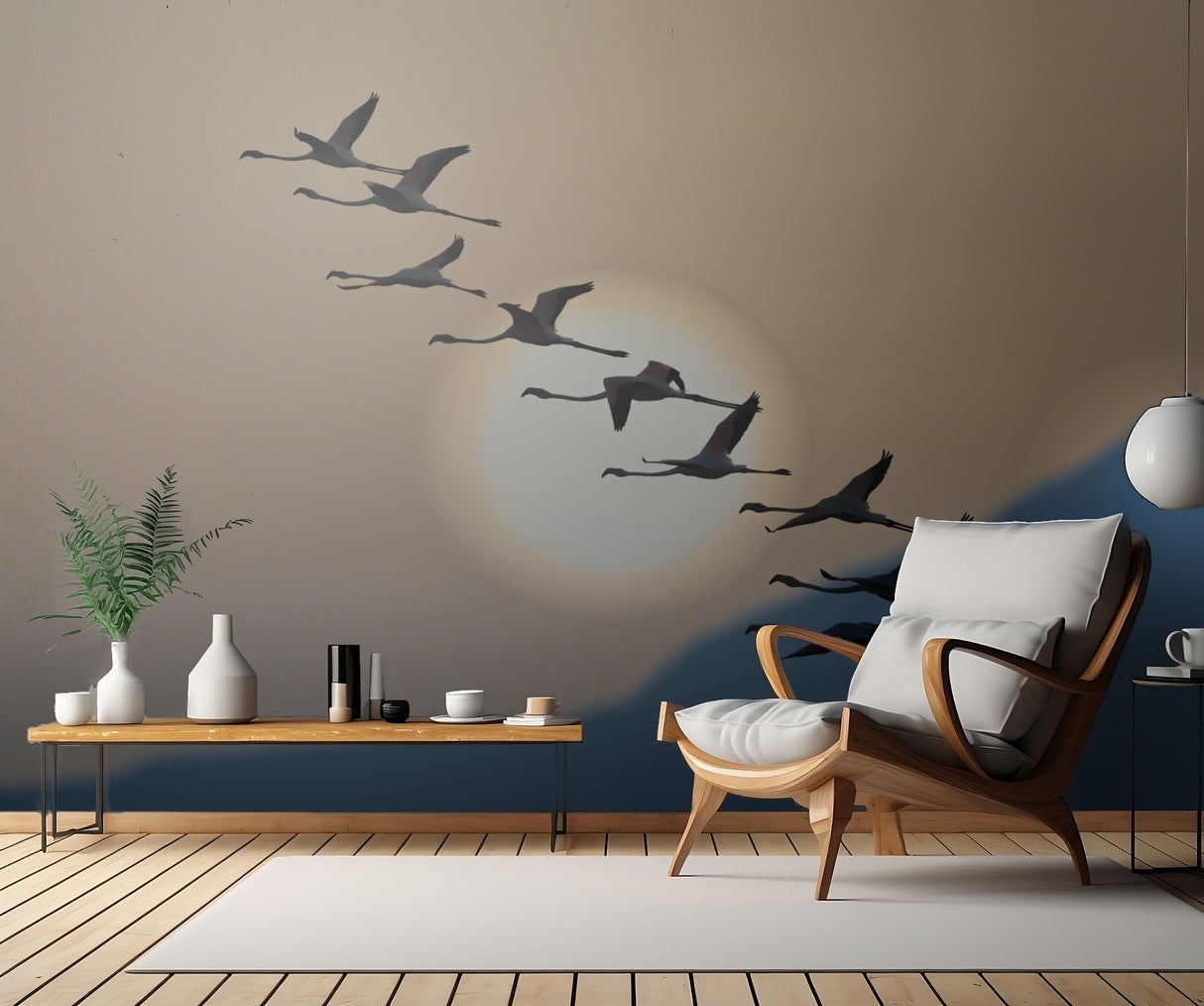 Flamingos at sunrise Poster och Canvastavla
