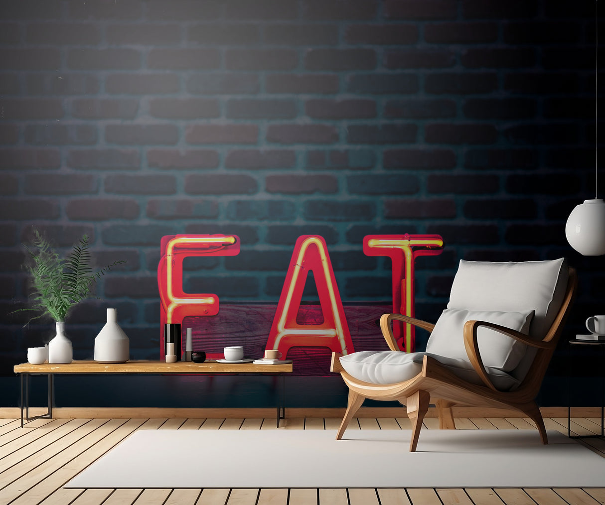 Eat in Neon Poster och Canvastavla