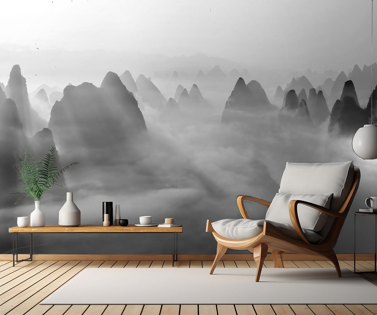Yangshuo morning fog Poster och Canvastavla